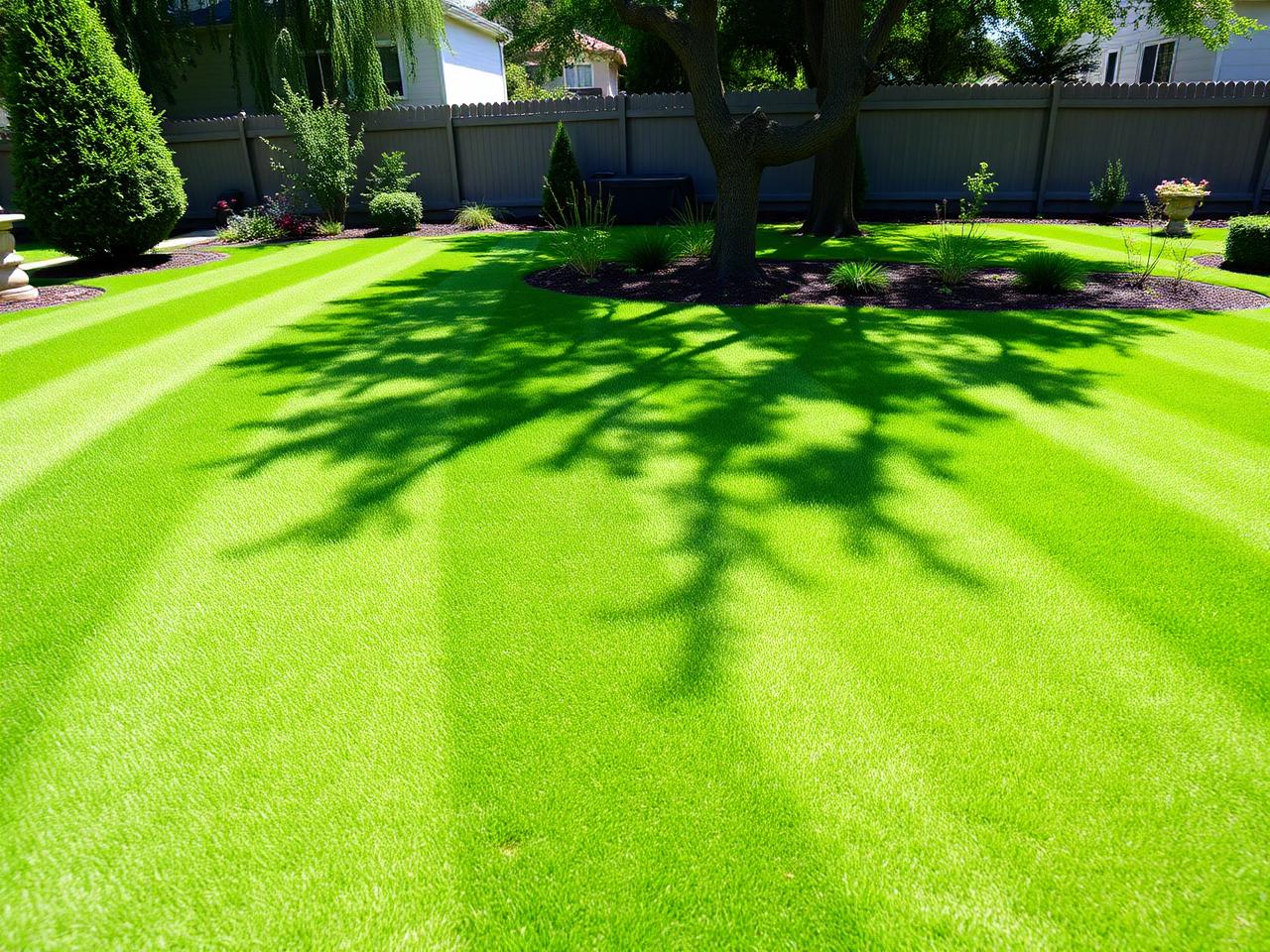 Striped backyard lawn